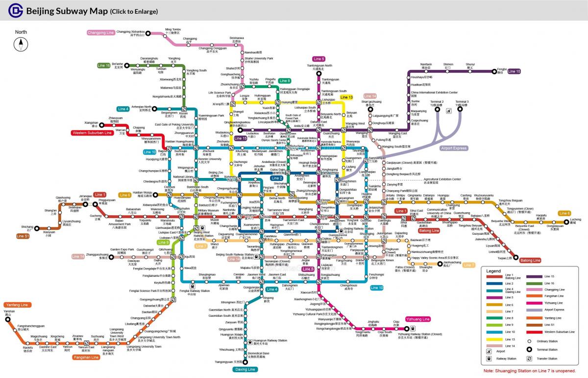 Peking karta podzemne željeznice 2016